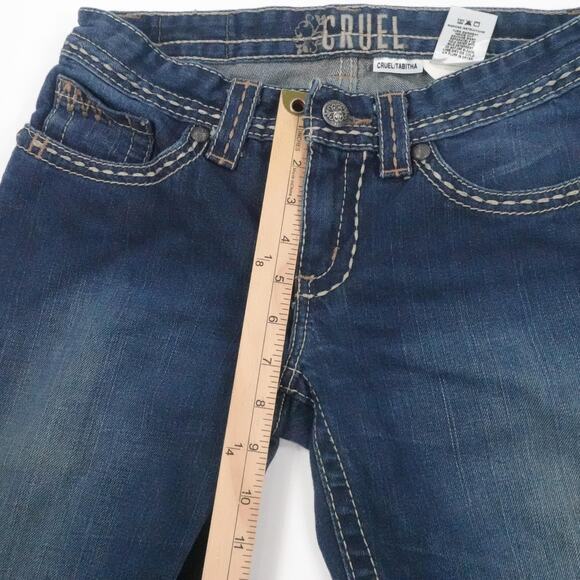 Cruel Jeans Womens 5L Blue Low Rise Bootcut Boho Western Thick‎ Stitch Tabitha - Picture 6 of 16